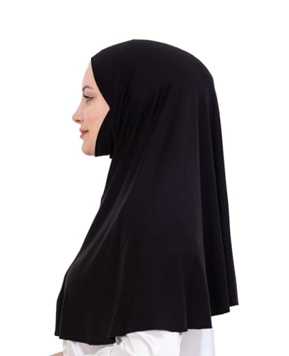 Prien Easy To Wear Hijab For Women, Muslim Instant Turban With Niqab, Islamic Clothes, Soft Scarf For Prayer, Abaya, Khimar - color: Black