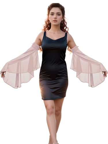 Detachable Sleeves for Wedding Dresses Chiffon Bell Sleeve Arm Covers Victorian Gothic Bridal Gown Accessories - color: Pink