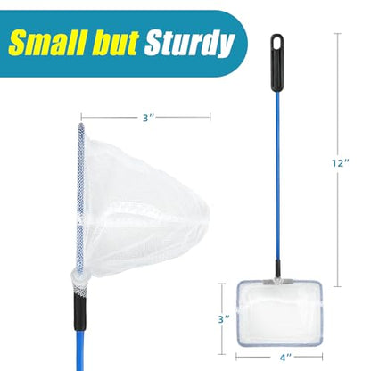 AQUANEAT Aquarium Fish Net, Small Fish Tank Cleaning Net, Food Wastes Skimmer for Small Ponds and Pools - size: 4 inch