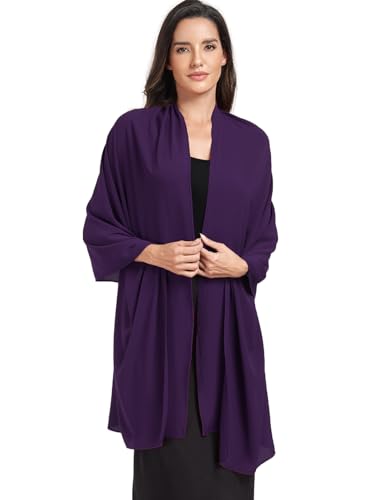 Chiffon Shawl and Wraps for Women Warm Scarves Wedding Evening Bridal Scarfs Pashmina Shawls - color: Eggplant