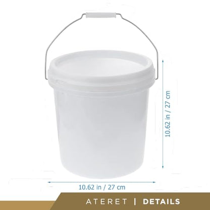 ATERET 2 Gallon White Bucket & Lid - Durable Mil All Purpose Pail with Lids - Food Grade - Made in USA - BPA Free Plastic (12 Pack) - size: 12pk - 2 Gal. w/Lids