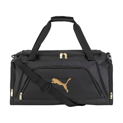 PUMA unisex-adult Accelerator Duffel Bag with Removable Strap & Shoe Pocket - color: New Gold/Black