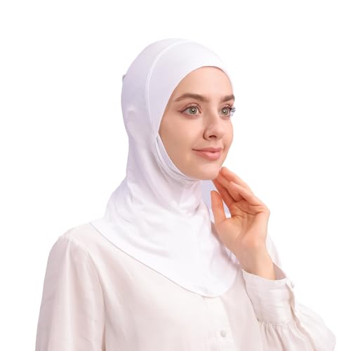 Modal Jersey Muslim Amira Instant Hijab Scarf for Women Jersey Hijab Undercaps - color: White