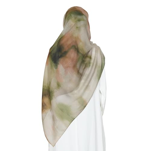 Printed Hijab for Women Printing Hijab Scarf for Women Muslim Islamic Prayer Clothes 1pc Muslim Women's Khimar - color: Rustic Green