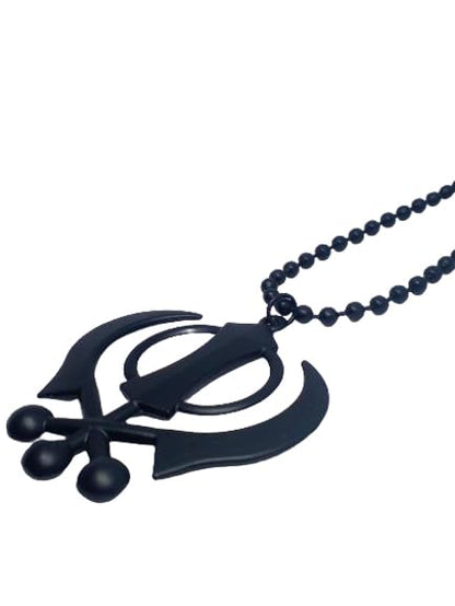 BEXCO Sikh Khanda Metal Car Hanging Show Peice - 8cm with Metal thread-16cm .(Metal, Black) - color: Black, size: 8 cm