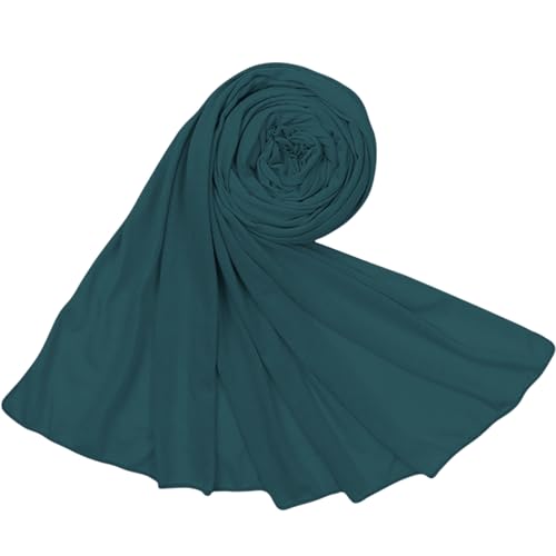 Hijab Scarf for Women Soft Cotton Muslim Jersey Hijab Head Wrap Scarves Fashion Long Scarf Shawls - color: Malachite Green