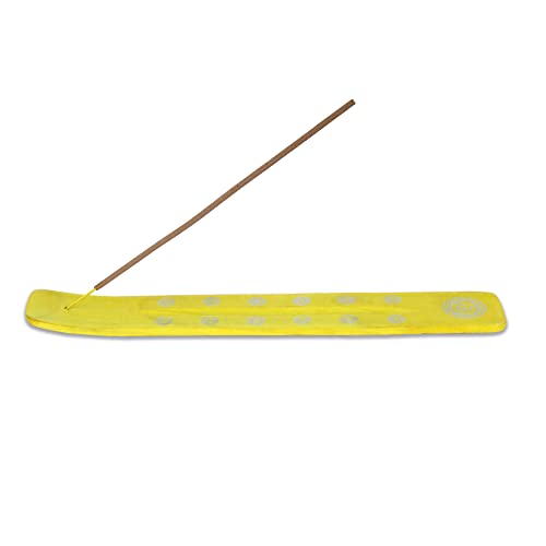 Bless-International Traditional-Handmade-Burner Wooden-Incense-Stick-Holder Ash-Catcher-Stand for-Aromatherapy-Meditation-Yoga (Positivity Yellow) 10 Inches, Pack of 1 - color: Positivity Yellow,10 Inch, size: One Holder