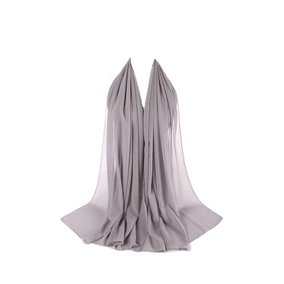 Premium Chiffon Hijab Head Scarf Shawl Wrap for Muslim Women Lightweight - color: Light Gray