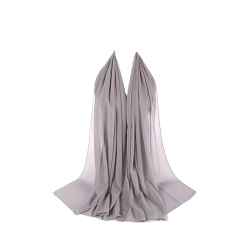 Premium Chiffon Hijab Head Scarf Shawl Wrap for Muslim Women Lightweight - color: Light Gray