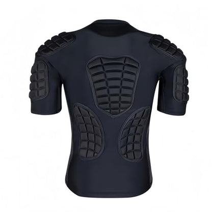 Topeter Men’s Padded Football Shirt with Chest, Rib, Back, Shoulder Pads, Impact Protection Shirts for Rugby, Baseball - size: Small, style: Black