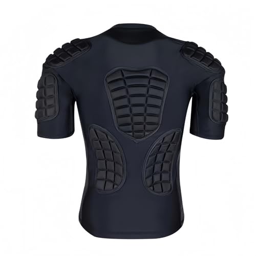 Topeter Men’s Padded Football Shirt with Chest, Rib, Back, Shoulder Pads, Impact Protection Shirts for Rugby, Baseball - size: X-Large, style: Black