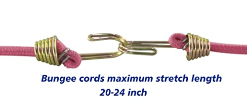 Marcobrothers Mini Bungee Cord with Steel Hook, 14" X 4, Pink | Multipurpose Use, Steel Hook - size: 14 inch X 4