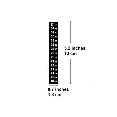 SunGrow Betta Fish Tank Thermometer Stick On, Aquarium Temperature Sticker Strip, 5.2 x 0.7 Inches, Green & Blue Temperature Indicator, Amphibian and Reptile Thermometer Sticker, Black, 1 Pc - size: 1 Pc Thermometers
