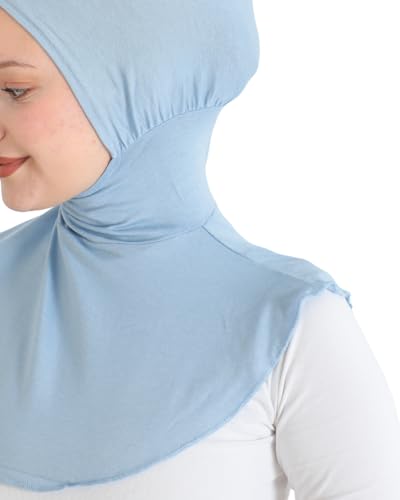 Prien Sport Hijab For Women, Muslim Head Scarf, Flexible Turban Girls, Chic Islamic Wear For Gym, Neck Collar Bonnet Viscose - color: Light Blue