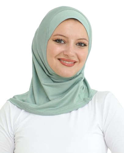 Prien Sport Instant Hijab For Women, Muslim Cotton Turban, Soft Head Scarf, Ready To Wear Hijabs Prayer Clothes, Islamic Wear - color: Light Green