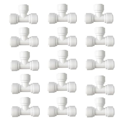 15 pcs 1/4" Tee 3 Way Tube Quick Connect Push Fit RO Water Reverse Osmosis System - style: 1/4 inch T connect(15)