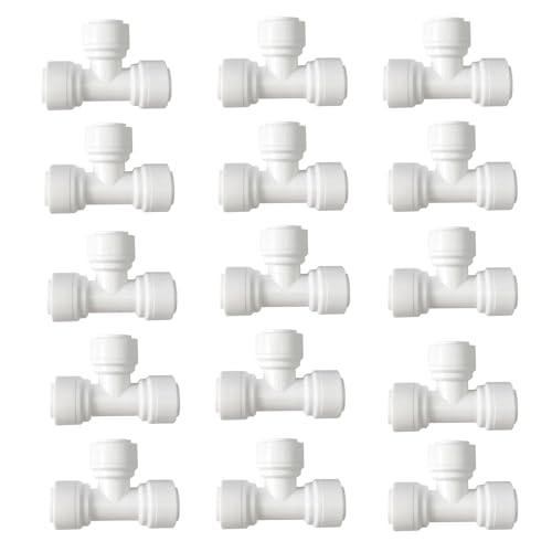 15 pcs 1/4" Tee 3 Way Tube Quick Connect Push Fit RO Water Reverse Osmosis System - style: 1/4 inch T connect(15)