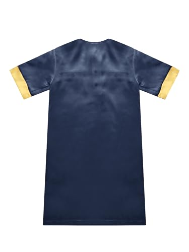 Toddler Ramadan Eid Outfit Traditional Middle Eastern Short-Sleeve Crew-Neck Thobe Kaftan Prayer Clothes - color: Navy Blue, size: 3-6 Months
