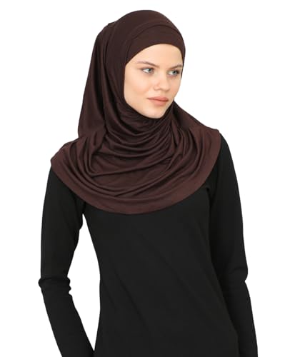 Prien Chic Ready To Wear Hijab For Women, Muslim Long Turban Undercap Set, Instant Scarf, Prayer Clothes For Girls, Abaya - color: Brown