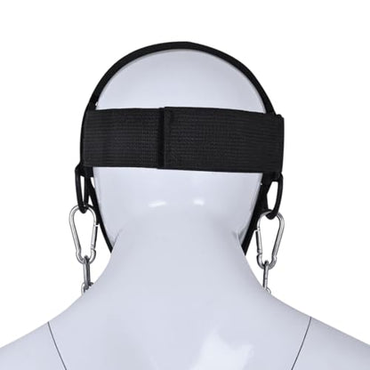 Adjustable Neck Training Harness with Steel Chain, Neoprene-Padded, for Neck Strength Training, Resistance Exercises, Wrestling, MMA & Fitness, Black