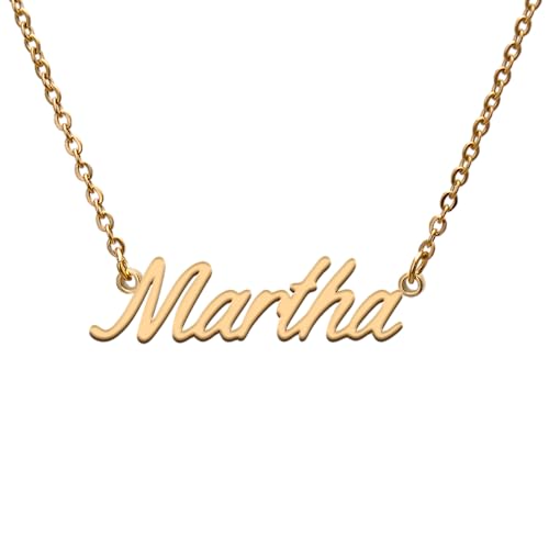 Name Tag Necklaces for Her His Friends Familys Relationship Memory Jewelry Gift - style: Gold Color- Martha