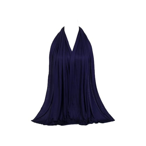 Non-see-through Premium Jersey Maxi Hijab Head Scarf Wrap for Muslim Women - color: Dark Blue