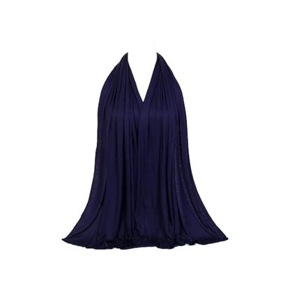 Non-see-through Premium Jersey Maxi Hijab Head Scarf Wrap for Muslim Women - color: Dark Blue