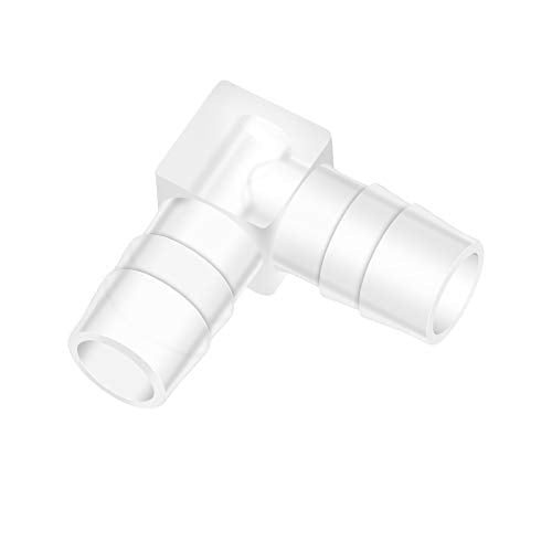 Quickun 5/8" Hose Barb 90 Degree Elbow L Fitting, Plastic 2 Way Equal Barbed Joint Splicer Mender Union Adapter Hose Fitting (Pack of 2) - size: 5/8" (2Pcs)