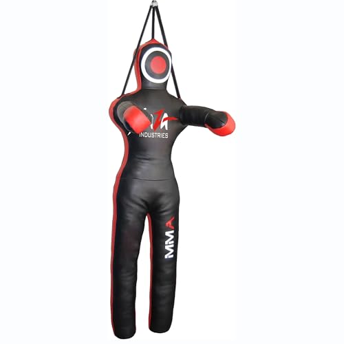Shaza MMA BJJ Wrestling Grappling Hanging Throwing Dummy Bag Unfilled, PU Leather, Double Stitched - size: 60 inches|150cm|5 Feet