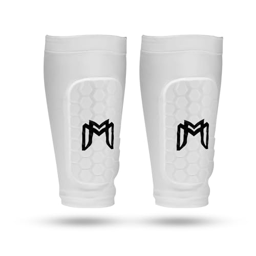 MediCaptain Mini Shin Guards Soccer – Built in Shin Pad Sleeves for Mens, Women, Teens - Small Shin Guards - Lightweight, Breathable Shin Defender Leg Protection - color: White, size: Maxi (5.5 x 2.8 in)