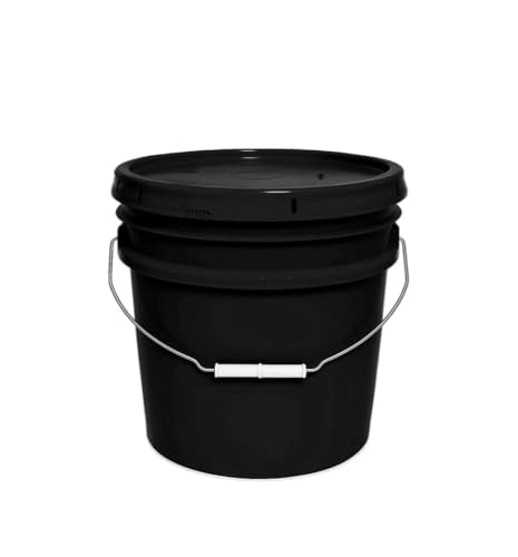 3.5-Gallon Bucket with Airtight Lid – Made in USA, Food Grade BPA Free Plastic, Heavy Duty Multi-Use, Metal Handle with Grip, Stackable Storage – Black, 1 Pack - color: 3.5 Gallon - Black, size: 1