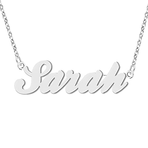 Name Necklace Personalized Engraved Name Pendant for Womens Friends - style: Sarah - Silver