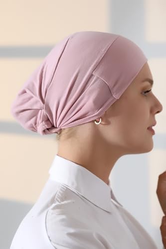 ihvan online, Hijab Cap, Beanie Undercap Scarf, Turban Head Wraps for Women, Hair Wrap, Muslim Under Scarf Hijab Cap - color: Pink