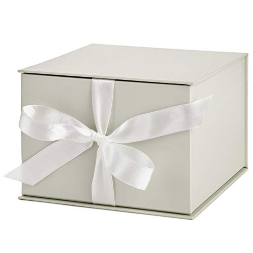 Hallmark Medium Gift Box with Lid and Shredded Paper Fill (Grey White 7 inch Box) for Weddings,Bridal Showers,Graduations,Birthdays,Bridesmaids Gifts,All Occasion,(Pack of 12) - color: White, size: Pack of 12