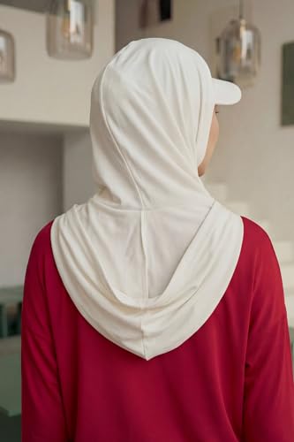Aisha's Design Full Coverage Cotton Bonnet Hijab with Visor Modest Underscarf Bonnet - color: Ivory