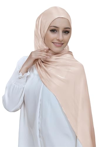Lina & Lily Sheen Shimmer Women's Crepe Scarf Shawl Wrap Head Hijab Lightweight - color: Light Peach