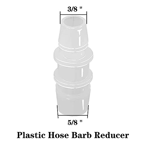 5/8" to 3/8" Hose Barb Reducer Pipe Fittings Adapter, Plastic Joint connector Splicer Mender for Aquarium Household Transport Fuel Gas Liquid Air (Pack of 4) - size: 5/8"-3/8"