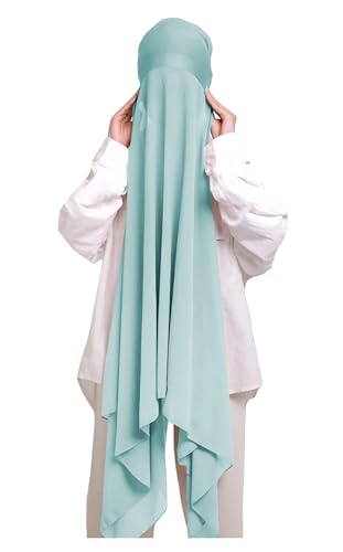 Lina & Lily Muslim Chiffon Instant Hijab Head Scarf with Matching Tie Back Jersey Undercap - color: Turquoise Blue