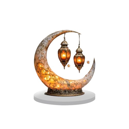 Ramadan Eid Mubarak Ornaments, 2D Crescent and Lantern Acrylic Tabletop - color: Yellow 1