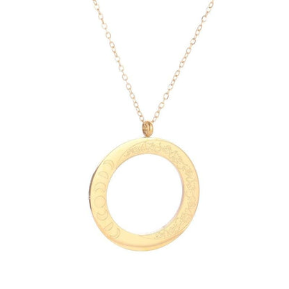 Stainless Steel Islamic Muslim Ayatul Kursi Sun and Moon Totem Necklace Women Fashion Religious Ramadhan Jewelry - color: golden
