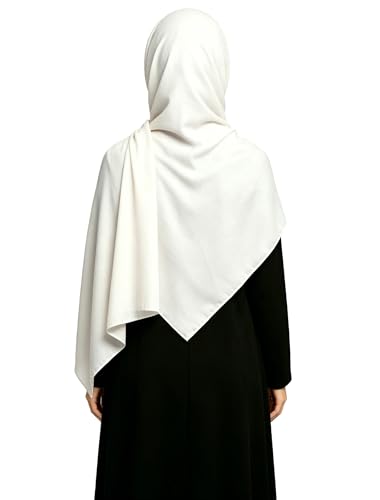 Lina & Lily Non-see-through Premium Jersey Maxi Hijab Head Scarf Wrap for Muslim Women - color: Ivory White