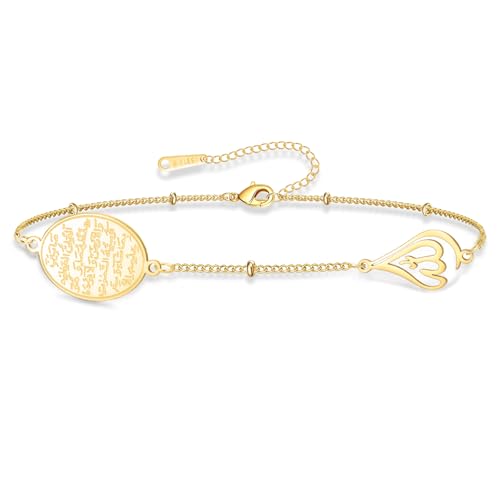 VASSAGO Islamic Ayatul Kursi Oval Bracelet for Women Allah Teardrop Link Bracelets Arabic Muslim Quran Calligraphy Charm Bracelet Islam Eid Ramadan Gift Jewelry Gifts - color: Ayatul Kursi Bracelet-G