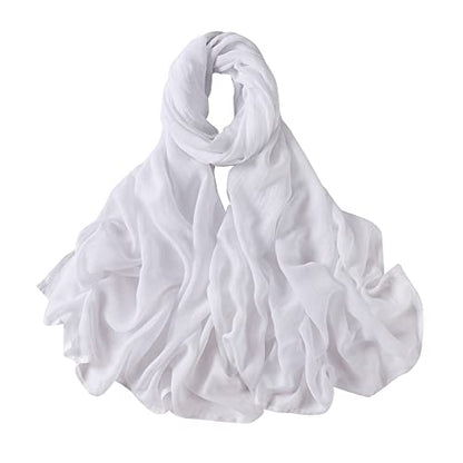 Txameru Women's Viscose Cotton Hijab Scarf - color: White