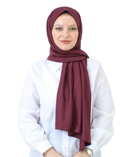 Prien Hijab For Women Muslim Lightweight Scarf Head Scarves For Girls Islamic Long Headscarf Chiffon Shawl Prayer Set Ramadan - color: Cherry