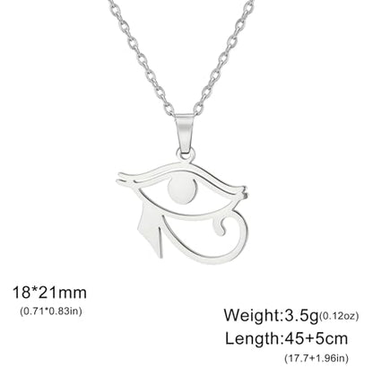 Ankh Cross Y Necklace Key of Life Eye of Horus Pendant Cartouche Long Chain Protection African Coptic Amulet Ancient Egyptian Religious Jewelry Gift for Women Men - color: Eye of Horus silver
