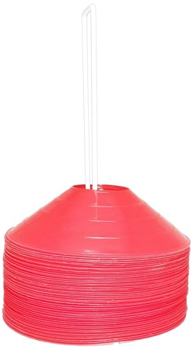 BlueDot Trading Pro Disc Cones High Visibility for Sports, Agility Training, Soccer, Football, Basketball, and Other Sports Durable Cone Markers for Adults or Kids (100-Pack), Red
