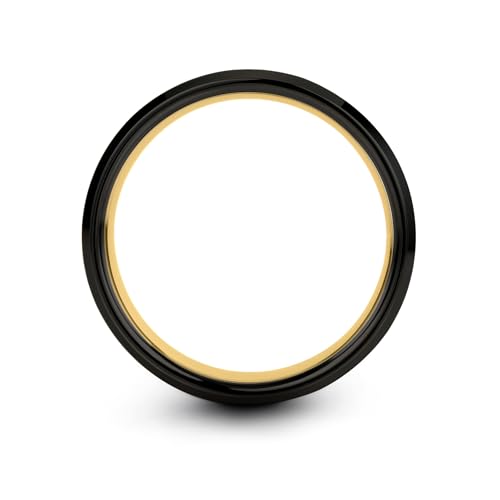 Gift for Muslim Devotee - Prayer Rug Pattern Ring - Black Yellow Rose Gold - Band - Anniversary Wedding - Personalized Custom Engraving - Flat Dome Bevel - 8mm - Men Women - Tungsten Carbide - color: 13 - Yellow Gold Gunmetal Tungsten