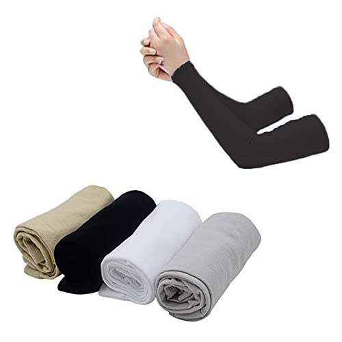 Alovexiong 4pcs UV Sun Protection Arm Sleeves for Women Compression Cooling Sleeve with Thumb Hole Tattoo Cover Up Sleeves Sun Sleeves for Cycling, Driving, Running, Riding, Fishing, Golfing