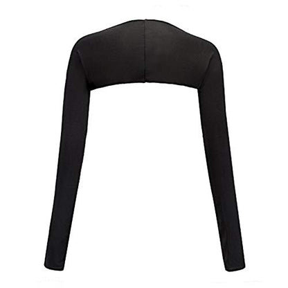 Women Cooling Shawl Arm Sleeve with Finger Hole, Comfortable & Breathable, Anti-UV, Ladies Sun Protection Cooler Shrug - color: Black