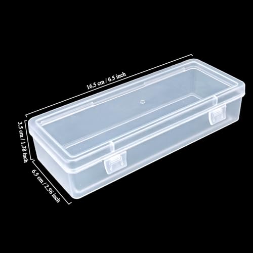 8 Pieces Rectangular Empty Mini Clear Plastic Organizer Box | 6.5 x 2.56 x 1.38 Inch, Hinged Lids, For Small Items, Craft Projects - size: 165 x 65 x 35 mm